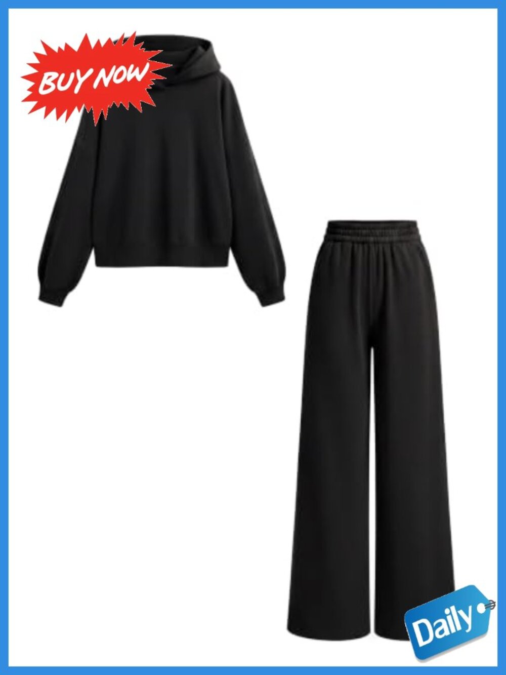Women 2 Piece Lounge Set Oversized Hoodie Wide Leg Sweatpants Polyester Cotton